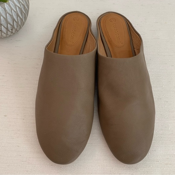New Corso Como Briannah Light Brown Leather Mules Woman’s 7M - Picture 2 of 10